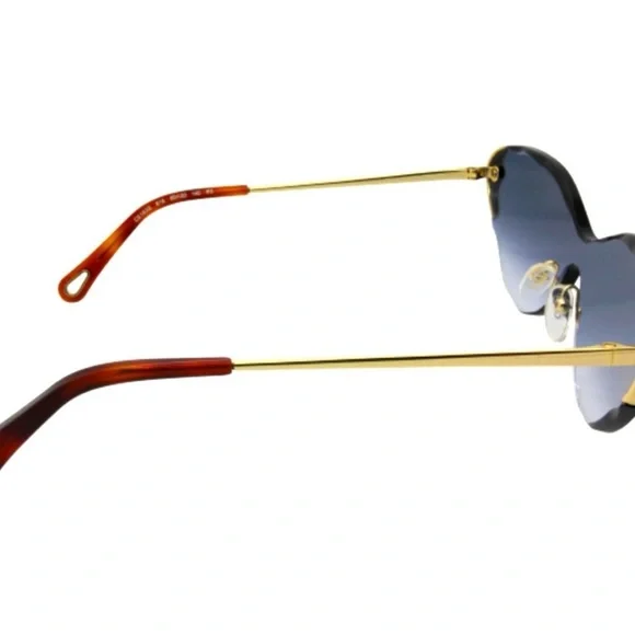 Chloé Bleux Ombré Almonde Eye Gold frame shades sunglasses tortoise arms - Picture 5 of 12